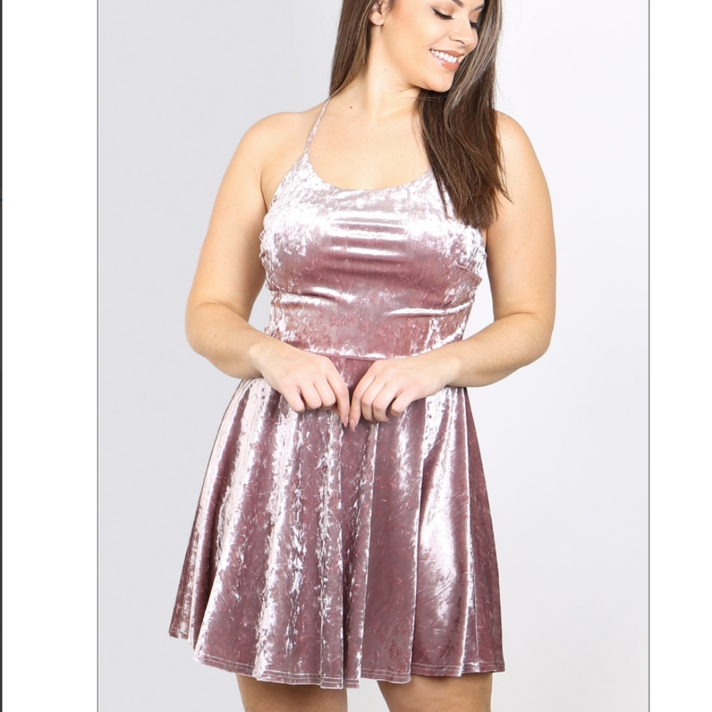 Plus Size Velvet Babydoll Dress